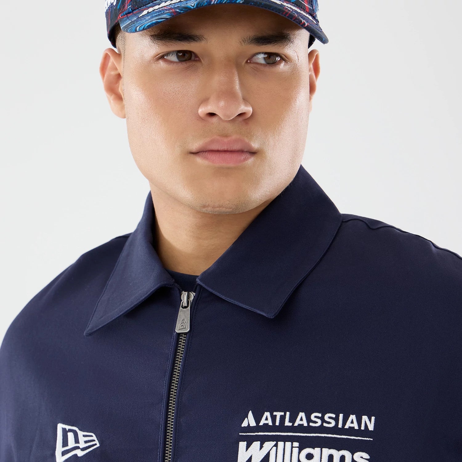 The model is wearing this Williams GB Race Special Collared Jacket in navy. 6
