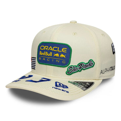 Pictured is this Brazil Race Special Max Verstappen Red Bull Racing 9SEVENTY Stretch Snap cap in cream. 1