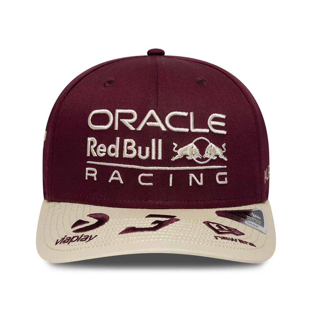 Pictured is this Austin Race Special Max Verstappen Red Bull Racing 9SEVENTY Stretch Snap cap in burgundy. 3