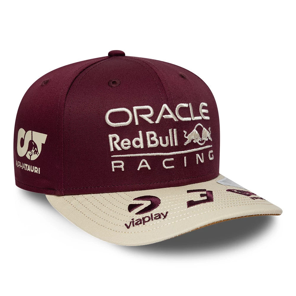 Pictured is this Austin Race Special Max Verstappen Red Bull Racing 9SEVENTY Stretch Snap cap in burgundy. 1