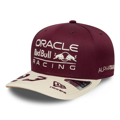 Pictured is this Austin Race Special Max Verstappen Red Bull Racing 9SEVENTY Stretch Snap cap in burgundy. 4