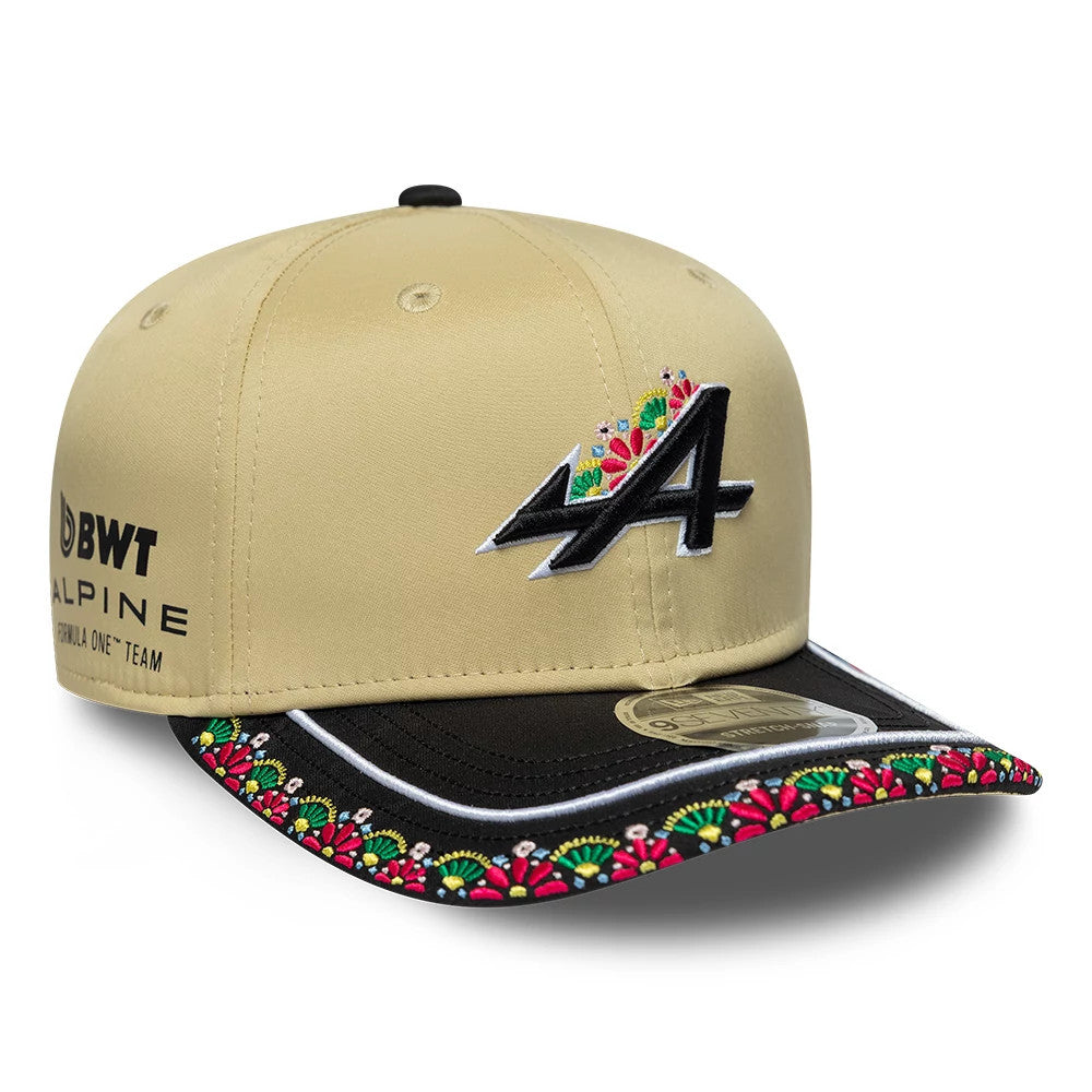 Pictured is this Latin American Alpine Racing 9SEVENTY Stretch Snap cap in light beige. 1