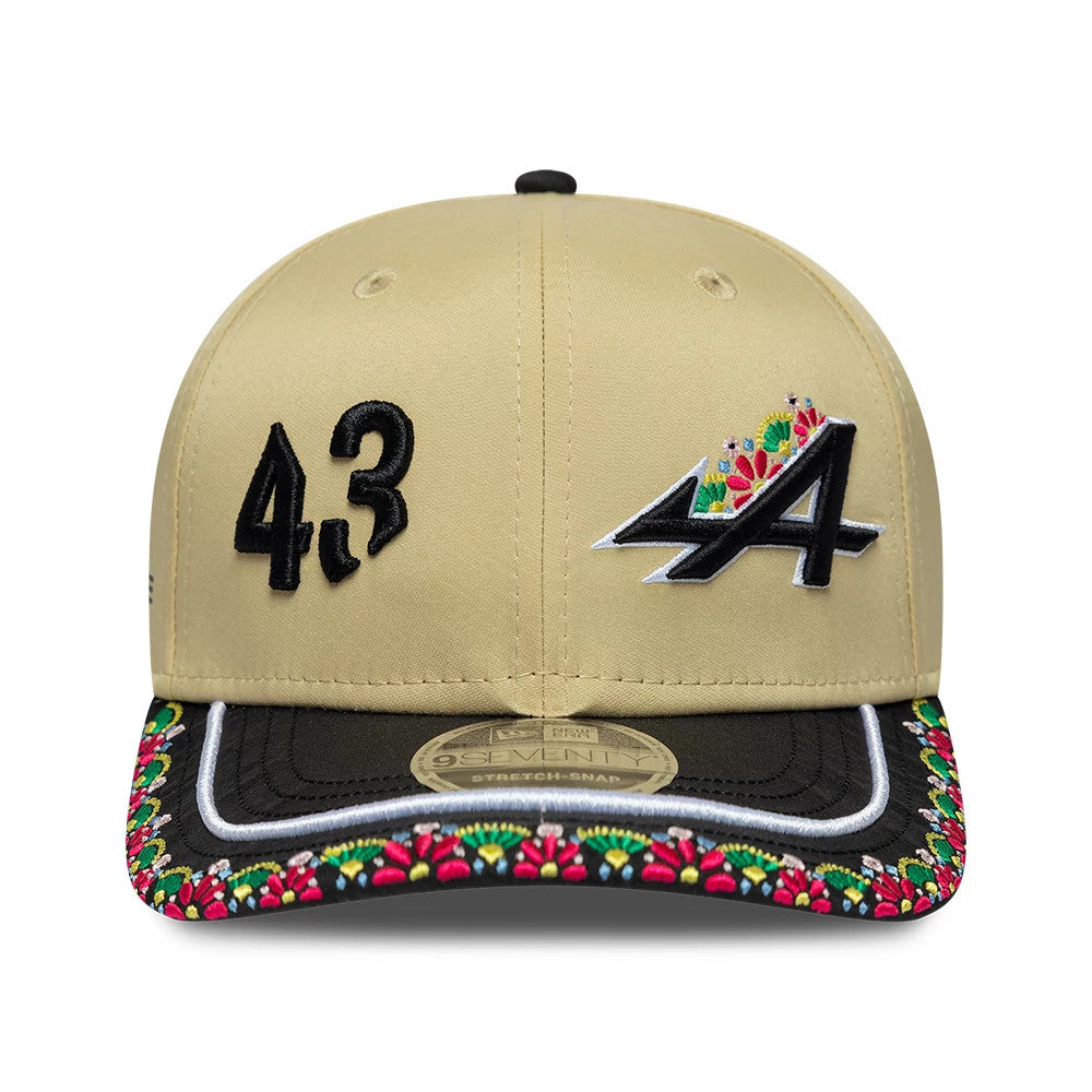 Pictured is this Latin American Franco Colapinto Alpine Racing 9SEVENTY Stretch Snap cap in light beige. 2