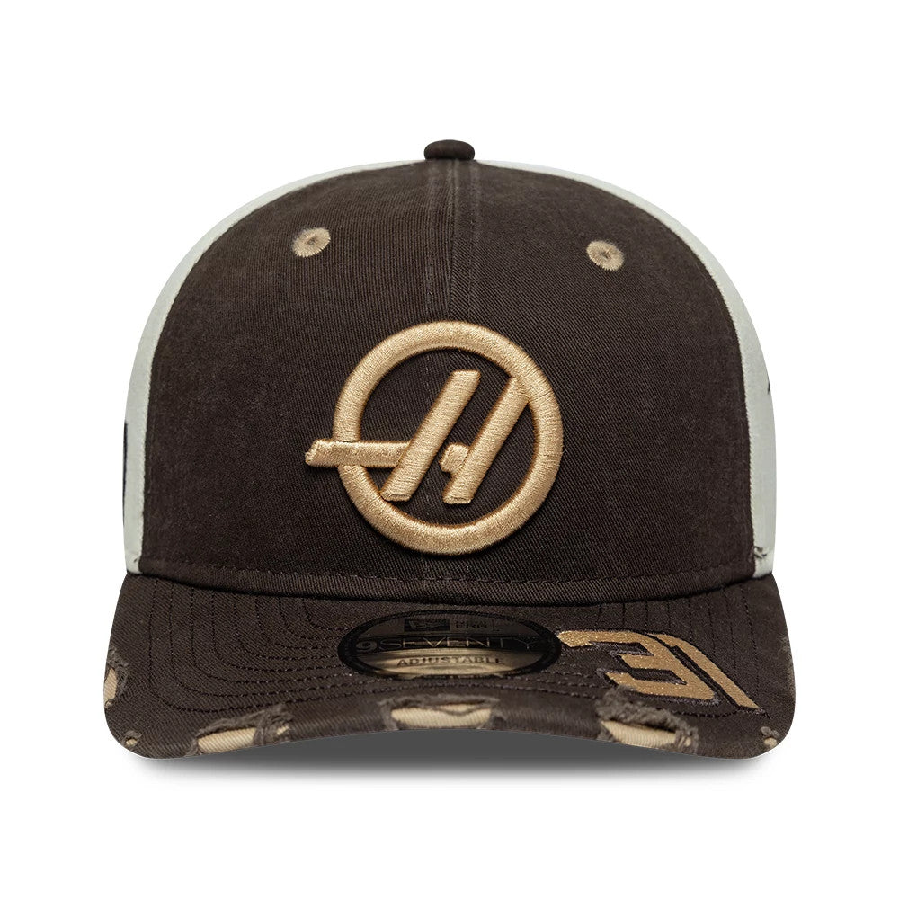 Pictured is this Esteban Ocon Austin Race Special TGR Haas F1 9SEVENTY Stretch Snap cap in dark brown. 3