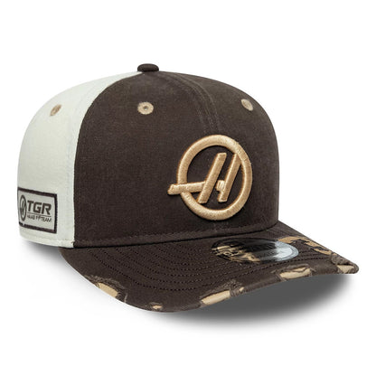 Pictured is this Esteban Ocon Austin Race Special TGR Haas F1 9SEVENTY Stretch Snap cap in dark brown. 4