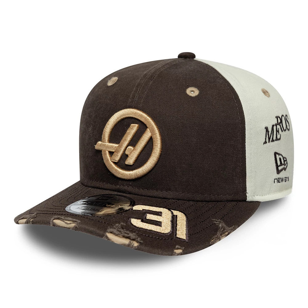 Pictured is this Esteban Ocon Austin Race Special TGR Haas F1 9SEVENTY Stretch Snap cap in dark brown. 1