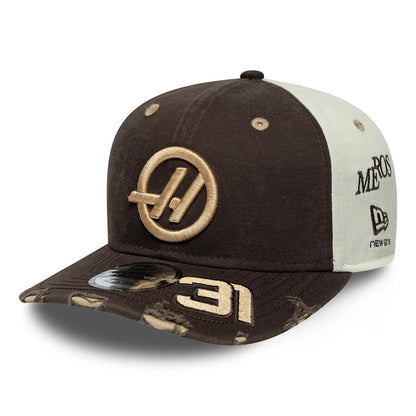 Pictured is this Esteban Ocon Austin Race Special TGR Haas F1 9SEVENTY Stretch Snap cap in dark brown. 1