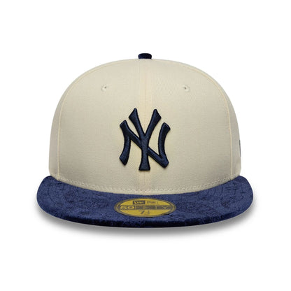 Pictured is this MLB Paisley Visor New York Yankees 59FIFTY Fitted cap in Cream. 3