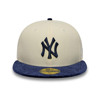Pictured is this MLB Paisley Visor New York Yankees 59FIFTY Fitted cap in Cream. 4