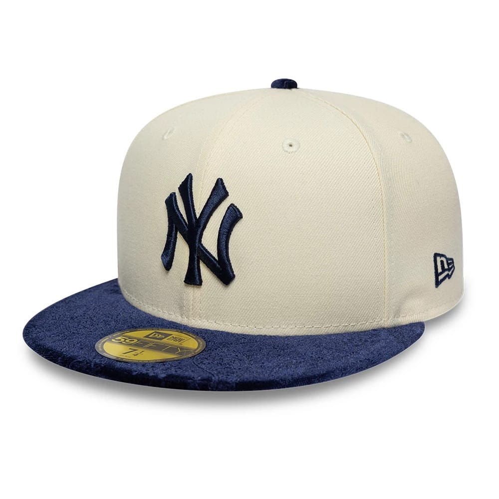 Pictured is this MLB Paisley Visor New York Yankees 59FIFTY Fitted cap in Cream. 1