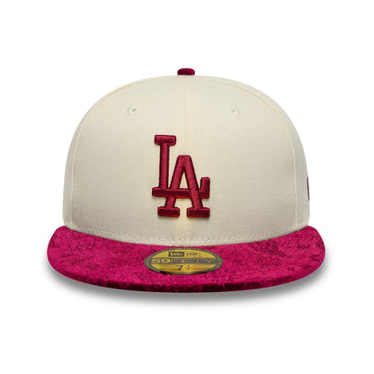 Pictured is this MLB Paisley Visor LA Dodgers 59FIFTY Fitted cap in Cream. 4