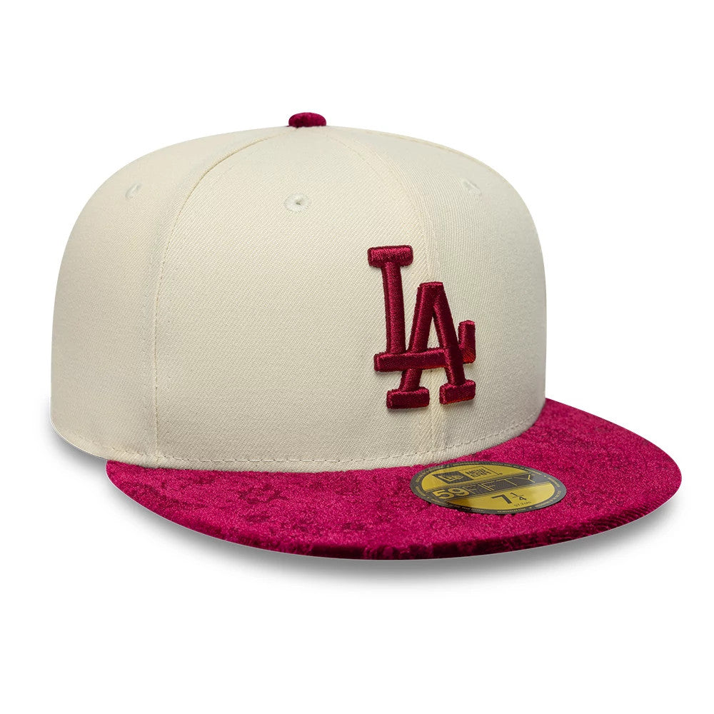 Pictured is this MLB Paisley Visor LA Dodgers 59FIFTY Fitted cap in Cream. 5