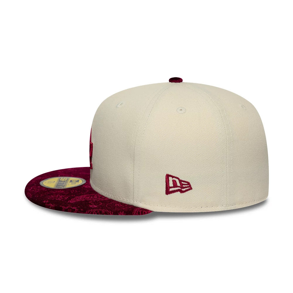 Pictured is this MLB Paisley Visor LA Dodgers 59FIFTY Fitted cap in Cream. 7