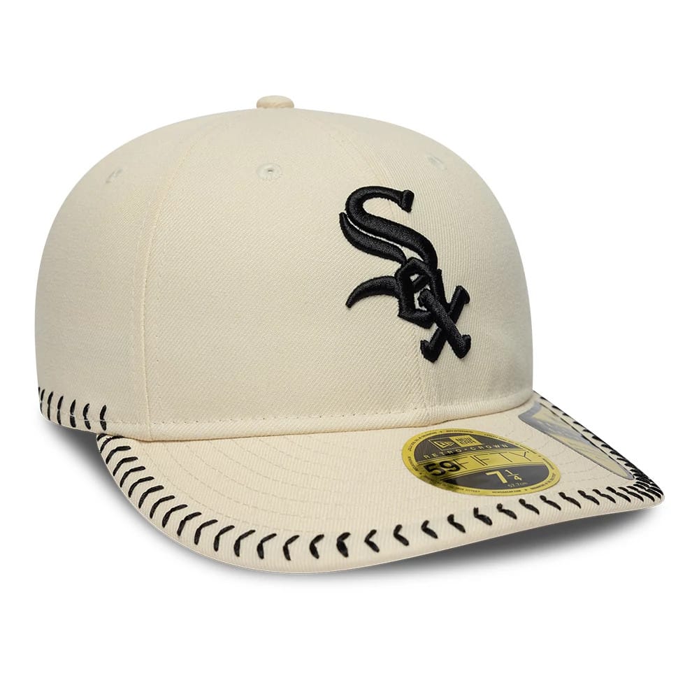 Pictured is this MLB Baseball Stitch Chicago White Sox Retro Crown 59FIFTY Fitted cap in Cream. 3