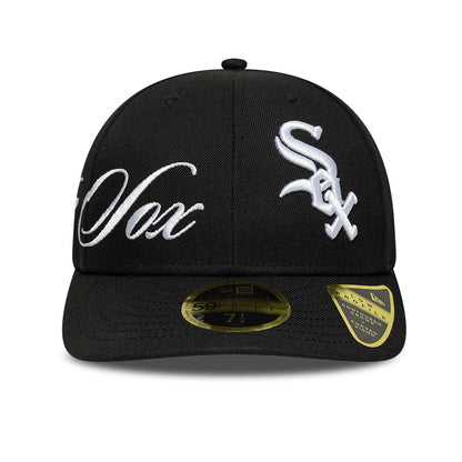Pictured is this MLB Side Script Chicago White Sox Low Profile 59FIFTY Fitted cap in black. 3