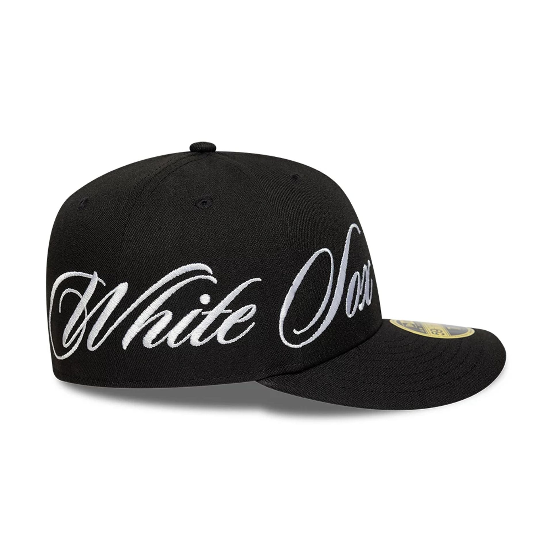 Pictured is this MLB Side Script Chicago White Sox Low Profile 59FIFTY Fitted cap in black. 5