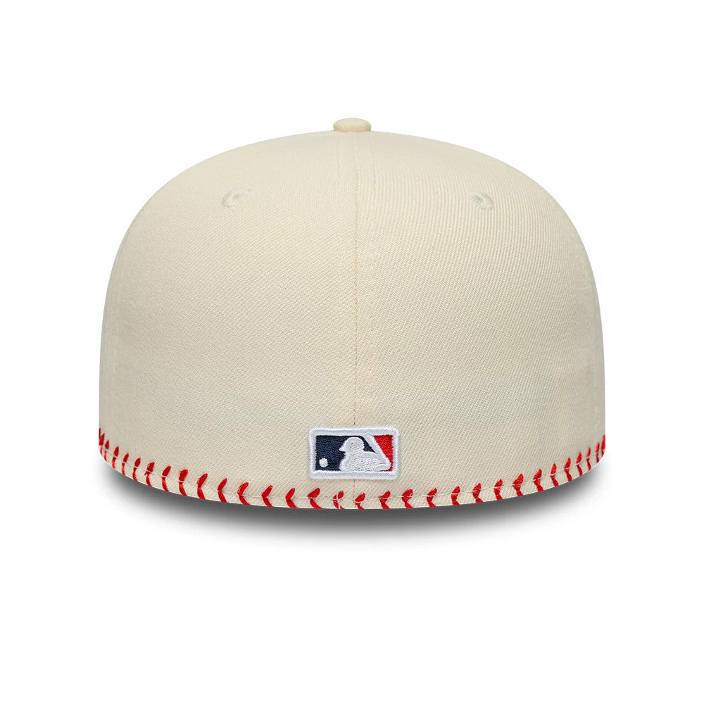 Pictured is this MLB Baseball Stitch Atlanta Braves Retro Crown 59FIFTY Fitted cap in Cream. 4