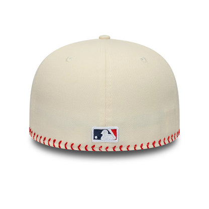 Pictured is this MLB Baseball Stitch Atlanta Braves Retro Crown 59FIFTY Fitted cap in Cream. 4