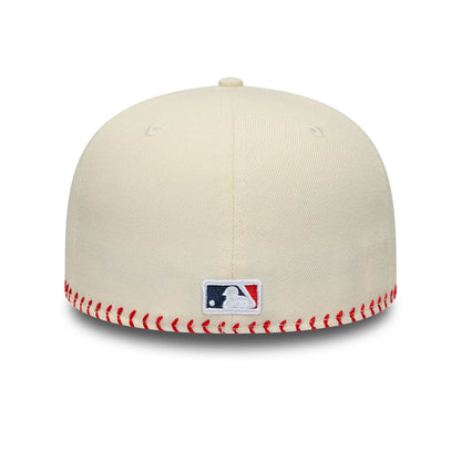 Pictured is this MLB Baseball Stitch Atlanta Braves Retro Crown 59FIFTY Fitted cap in Cream. 4