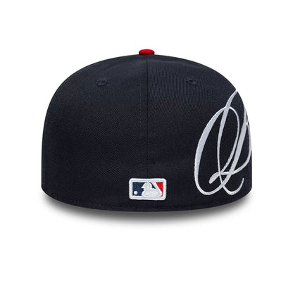 Pictured is this MLB Side Script Atlanta Braves Low Profile 59FIFTY Fitted cap in navy. 6