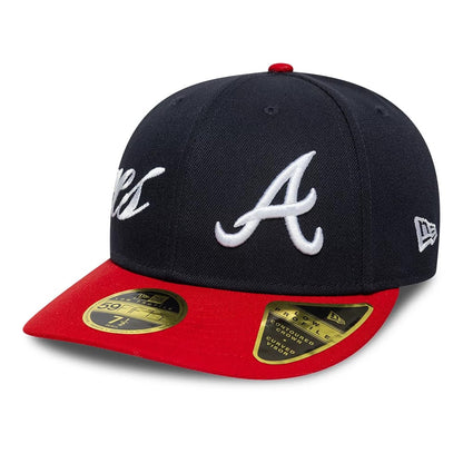 Pictured is this MLB Side Script Atlanta Braves Low Profile 59FIFTY Fitted cap in navy. 4