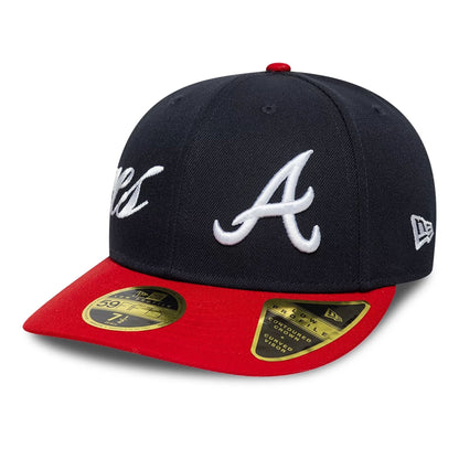 Pictured is this MLB Side Script Atlanta Braves Low Profile 59FIFTY Fitted cap in navy. 4