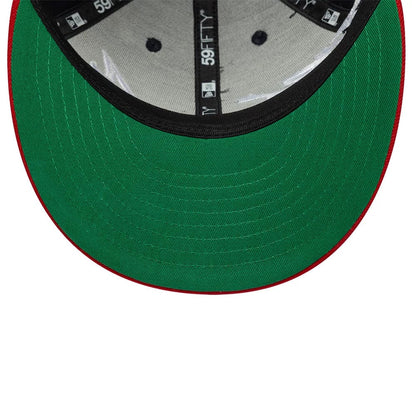 Pictured is this MLB Side Script Atlanta Braves Low Profile 59FIFTY Fitted cap in navy. 2