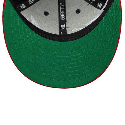 Pictured is this MLB Side Script Atlanta Braves Low Profile 59FIFTY Fitted cap in navy. 2