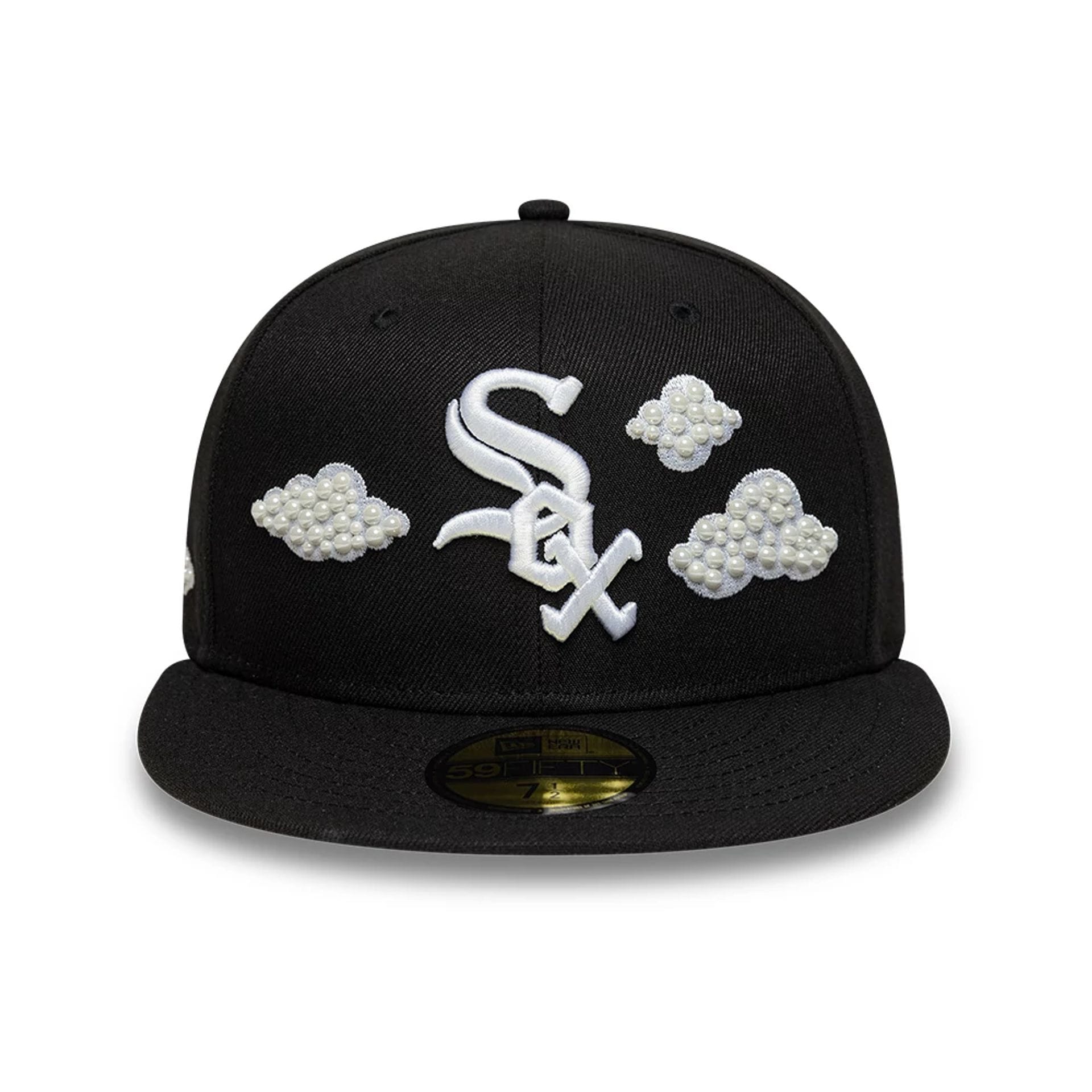 Pictured is this MLB Faux Pearl Chicago White Sox 59FIFTY Fitted cap in black. 4