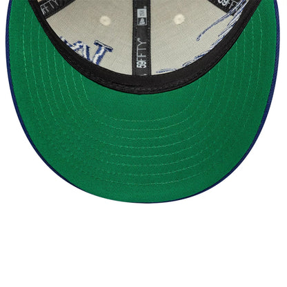 Pictured is this MLB Side Script LA Dodgers Low Profile 59FIFTY Fitted cap in Cream. 2