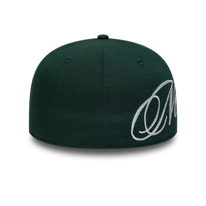 Pictured is this New Era Side Script Low Profile 59FIFTY Fitted cap in dark green. 6