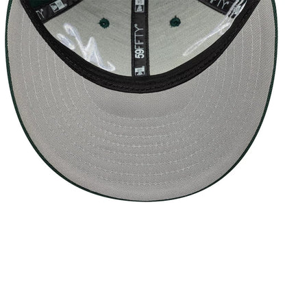 Pictured is this New Era Side Script Low Profile 59FIFTY Fitted cap in dark green. 2