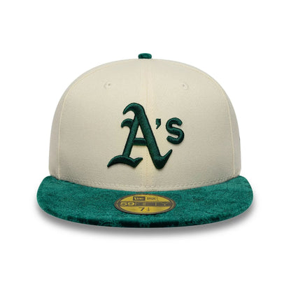 Pictured is this MLB Paisley Visor Athletics 59FIFTY Fitted cap in Cream. 3