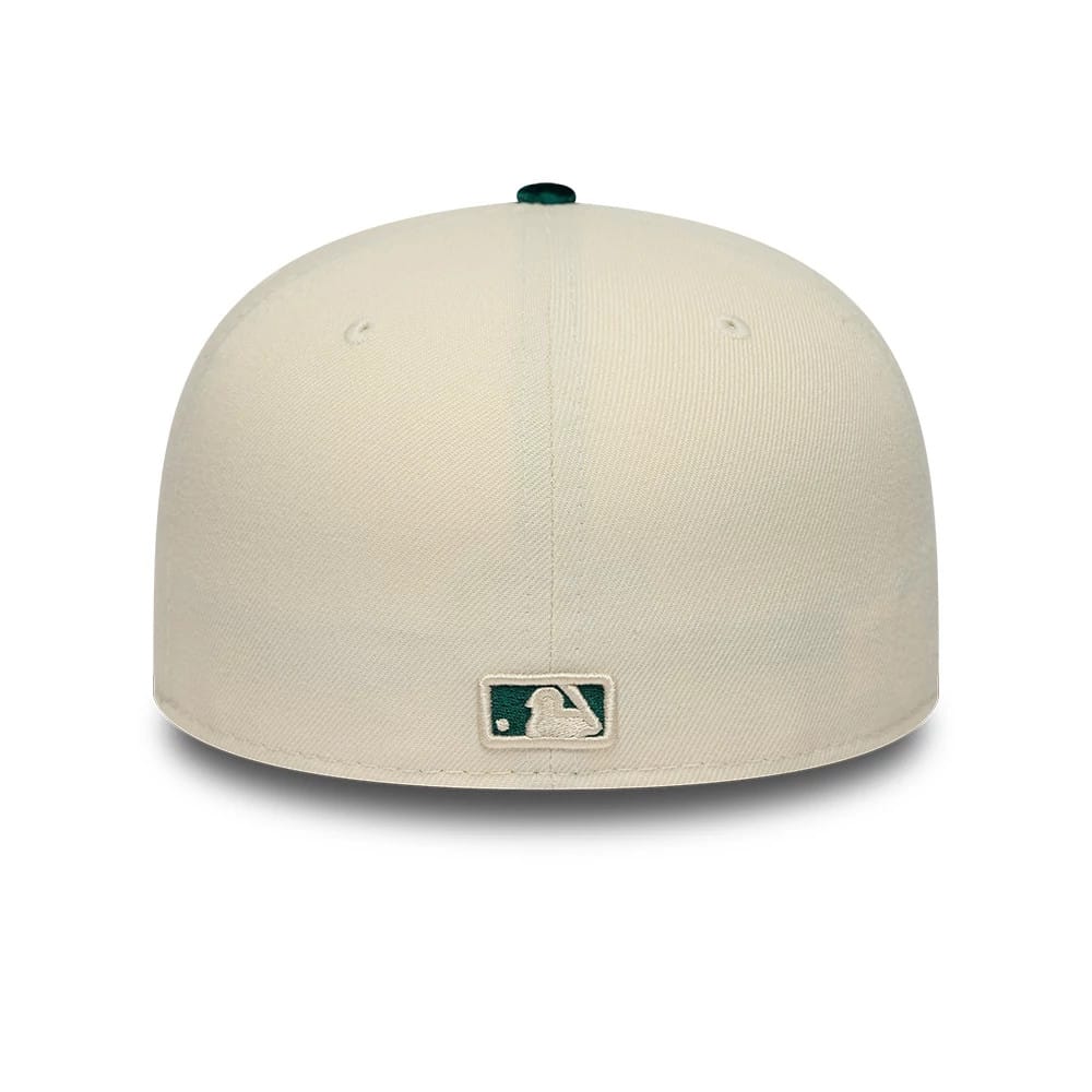 Pictured is this MLB Paisley Visor Athletics 59FIFTY Fitted cap in Cream. 6