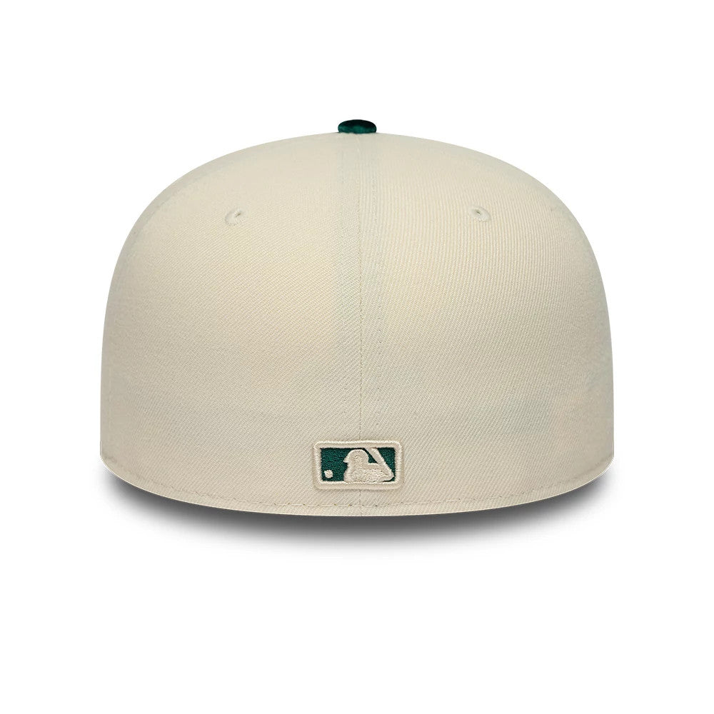 Pictured is this MLB Paisley Visor Athletics 59FIFTY Fitted cap in Cream. 6