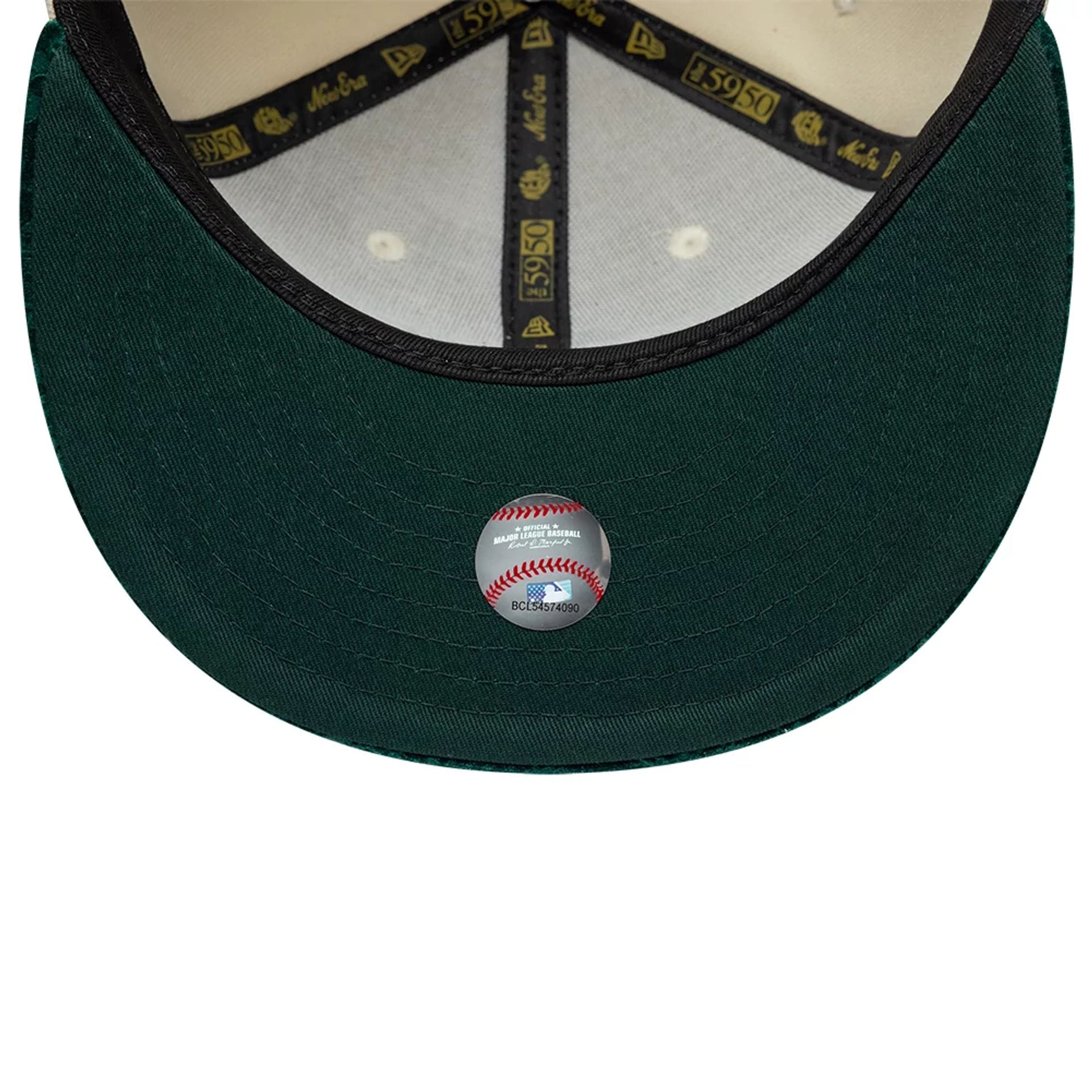 Pictured is this MLB Paisley Visor Athletics 59FIFTY Fitted cap in Cream. 2