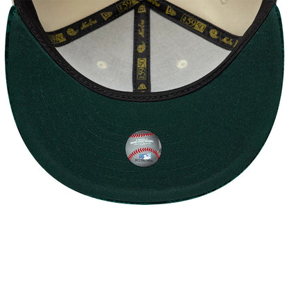 Pictured is this MLB Paisley Visor Athletics 59FIFTY Fitted cap in Cream. 3