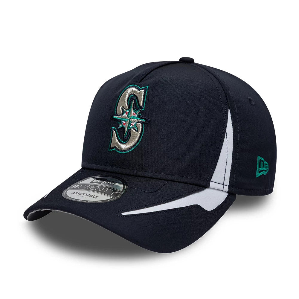 Pictured is this MLB Panel Seattle Mariners 9TWENTY A-Frame cap in navy. 1