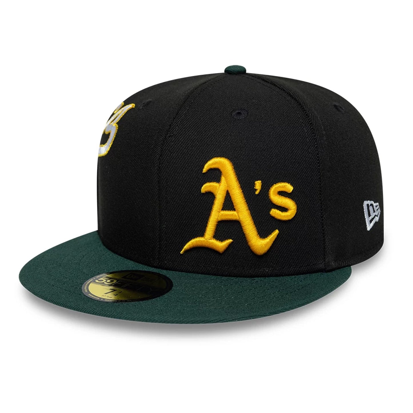 Pictured is this MLB Multi Logo Athletics 59FIFTY Fitted cap in black. 4