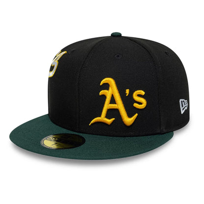 Pictured is this MLB Multi Logo Athletics 59FIFTY Fitted cap in black. 4