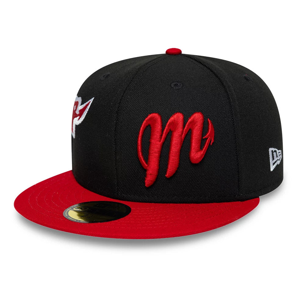 Pictured is this LMB Multi Logo Mexico Diablos 59FIFTY Fitted cap in black. 4