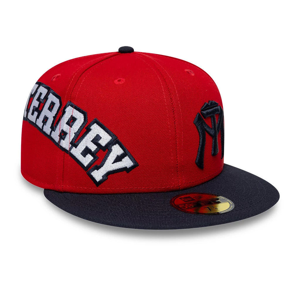 Pictured is this LMB Multi Logo Sultanes De Monterrey 59FIFTY Fitted cap in red. 1