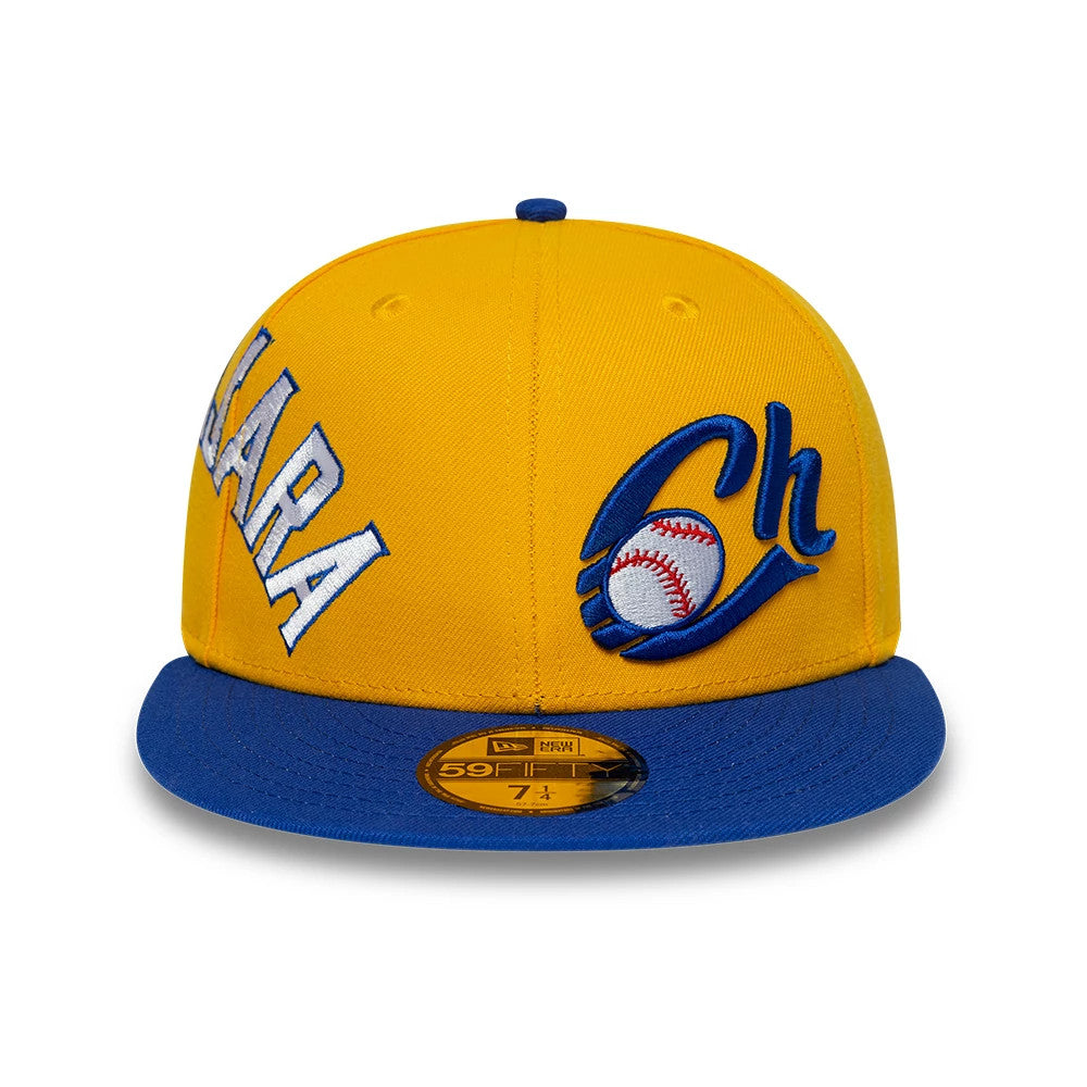 Pictured is this LMB Multi Logo Charros De Jalisco 59FIFTY Fitted cap in gold. 3