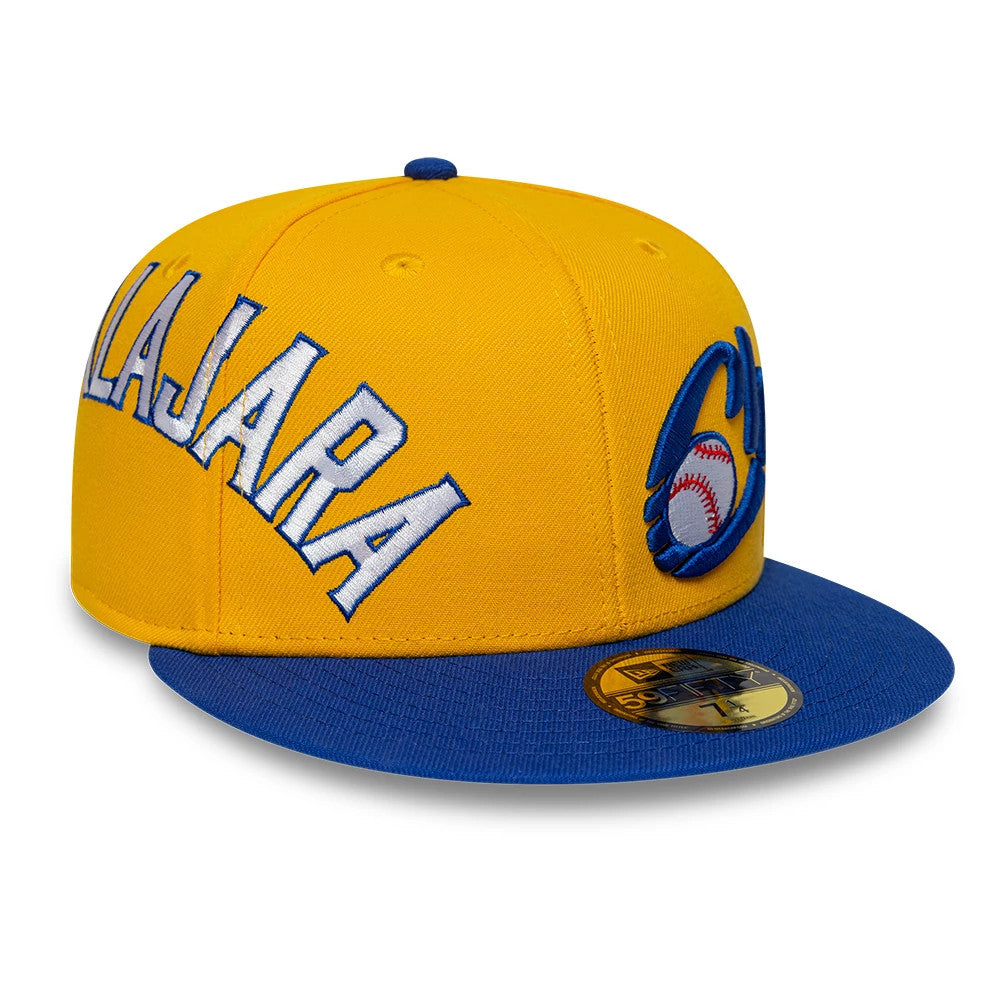 Pictured is this LMB Multi Logo Charros De Jalisco 59FIFTY Fitted cap in gold. 5