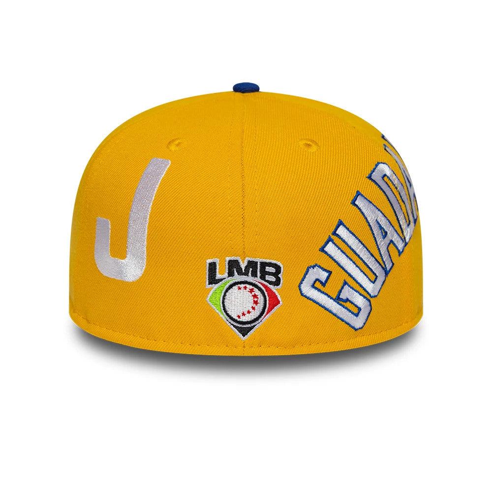 Pictured is this LMB Multi Logo Charros De Jalisco 59FIFTY Fitted cap in gold. 4