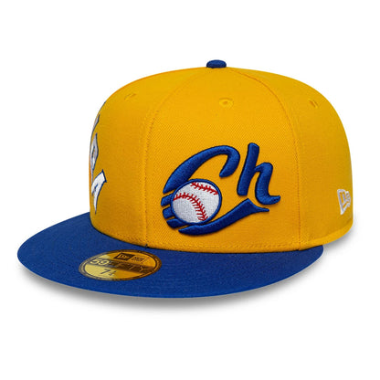 Pictured is this LMB Multi Logo Charros De Jalisco 59FIFTY Fitted cap in gold. 1