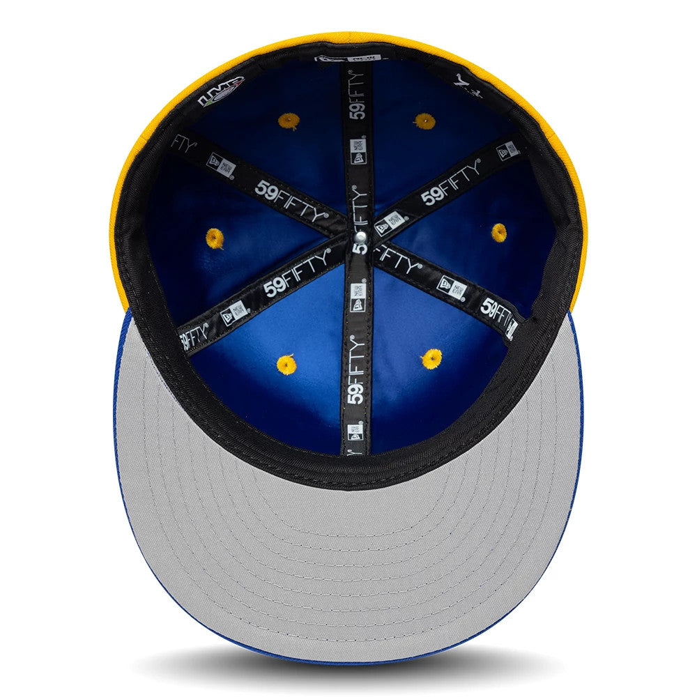 Pictured is this LMB Multi Logo Charros De Jalisco 59FIFTY Fitted cap in gold. 2