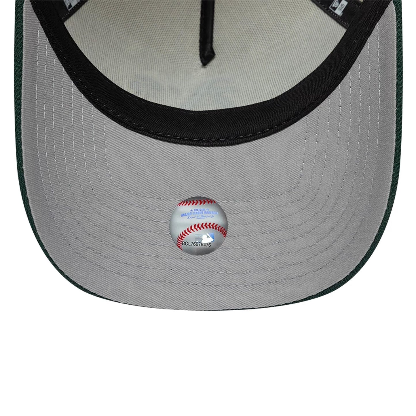 Pictured is this MLB Side Hit Athletics 9FORTY E-Frame cap in Cream. 2