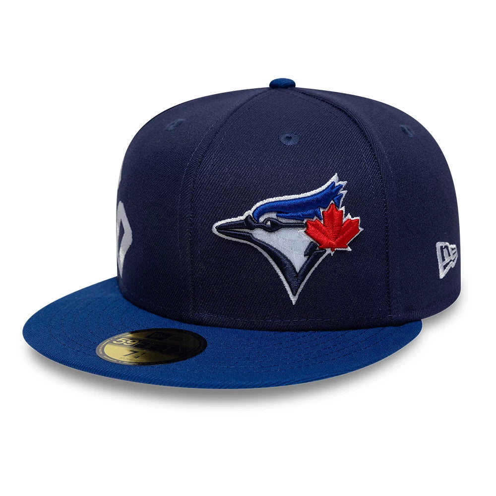 Pictured is this MLB Multi Logo Toronto Blue Jays 59FIFTY Fitted cap in navy. 4