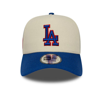 Pictured is this MLB Side Hit LA Dodgers 9FORTY E-Frame cap in Cream. 3